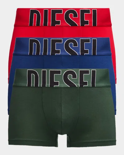 Diesel Men & Apos;s Damien Pop Logo 3-pack Boxer Briefs In Multi