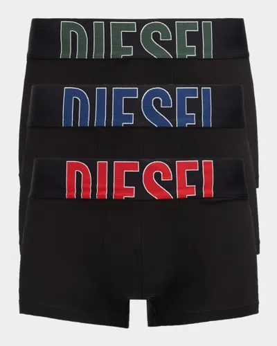Diesel Men & Apos;s Damien Pop Logo 3-pack Boxer Briefs In Black