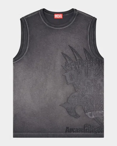 Diesel Men & Apos;s Jersey Muscle Tank Top In Plum Purple