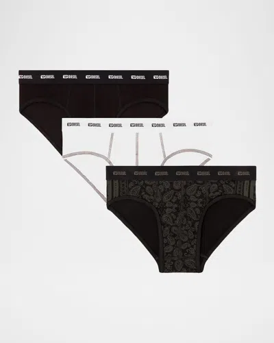 Diesel Men's Andre Logo Waistband 3-pack Boxer Briefs In Multi