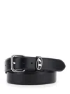 Diesel Black Belt With 1dr Buckle In Leather Man In Animal Print