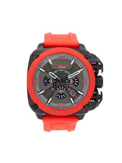 Diesel Men's Bamf 52mm Stainless Steel Case & Silicone Strap Chronograph Watch In Grey