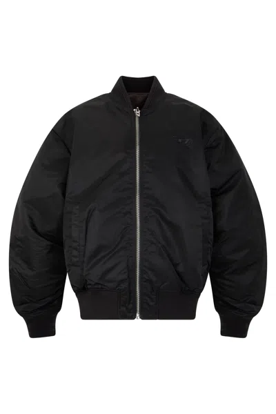 Diesel Men's Black Bomber Jacket With Center Zip