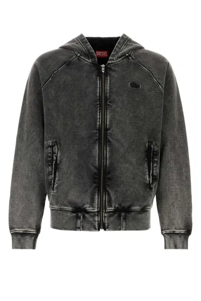 DIESEL DIESEL MEN BLACK COTTON SWEATSHIRT