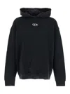 Diesel Men Black Hoodie With Logo Patch On The Front And Faded Effect In Cotton Man In Black