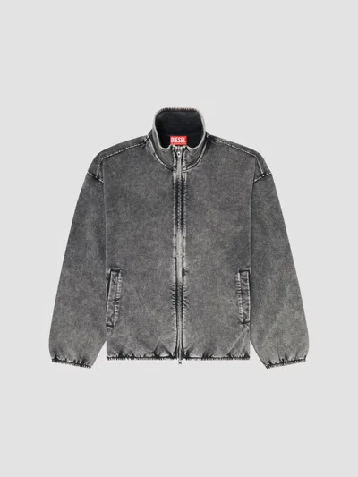 Diesel Sweat Jacket With Denim Effect In Gray