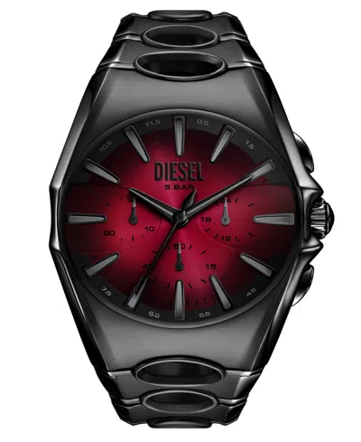 Diesel Men's D-curve Quartz Chronograph Black Stainless Steel Watch, 48mm