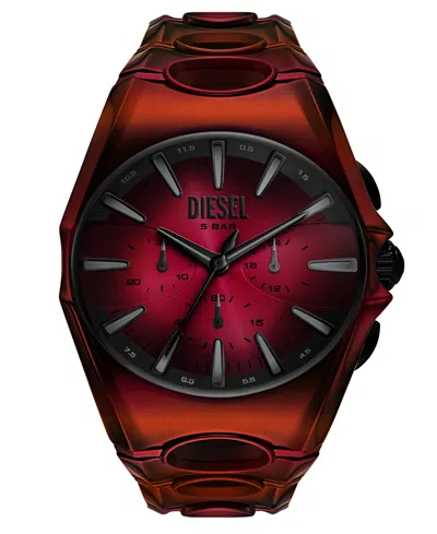 Diesel Men's D-curve Quartz Chronograph Red Stainless Steel Watch, 48mm