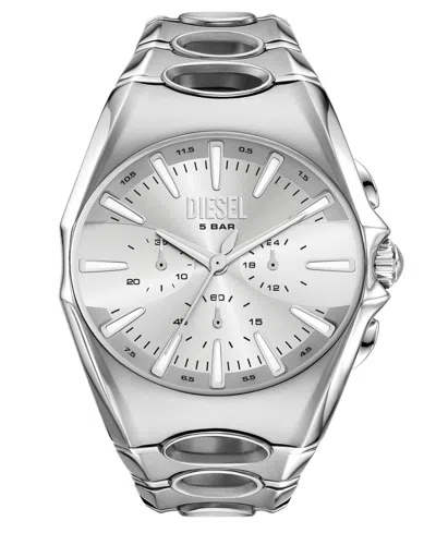Diesel Men's D-curve Quartz Chronograph Silver Stainless Steel Watch, 48mm