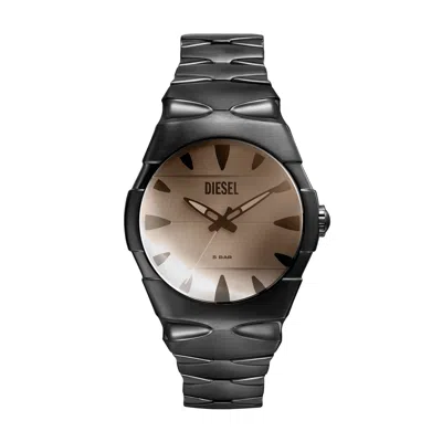 Diesel Men's D-sruptor Three-hand, Black Stainless Steel Watch