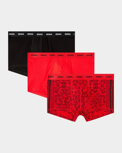 Diesel Men's Damien Assorted Stretch 3-pack Boxer Briefs, Red In Multi
