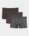Diesel Men's Damien Logo Waistband 3-pack Boxer Briefs In Brown