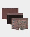 Diesel Men's Damien Logo Waistband 3-pack Boxer Briefs In Brown