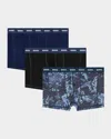 Diesel Men's Damien Multi-pattern 3-pack Boxer Briefs In Blue