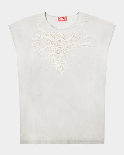 DIESEL MEN'S DESTROYED SLEEVELESS SWEATSHIRT
