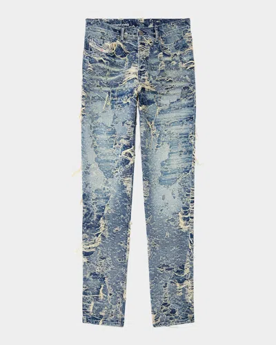 DIESEL MEN'S DESTROYED TAPERED JEANS