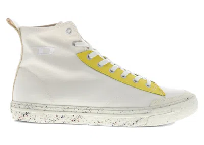 Pre-owned Diesel Men's  Sathos Mid Sneakers In Tofu/yellow/fluorescent