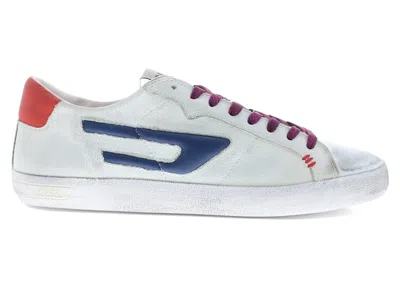 Pre-owned Diesel Men's  Sleroji Low X Sneakers In Silver/red Alert/sodalite Blue