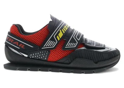 Pre-owned Diesel Men's  Spendhio Lc Sneakers In Red Alert/black/silver