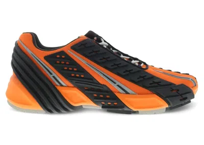 Pre-owned Diesel Men's  Sprototype Low Sneakers In Jet Black/carrot/silver