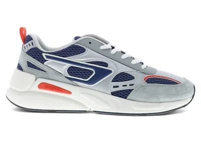 Pre-owned Diesel Men's  Sserendipity Sport Sneakers In Mirage Gray/red Alert/jet Black
