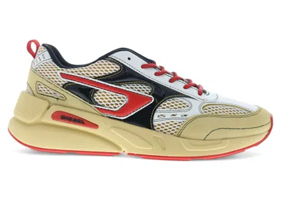 Pre-owned Diesel Men's  Sserendipity Sport X S Sneakers In Straw/fiery Red/black