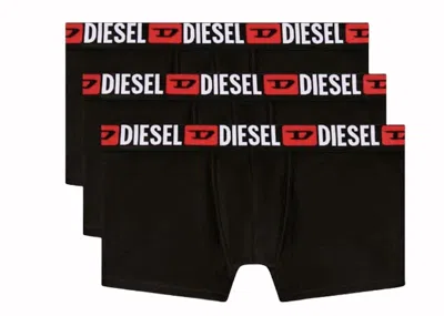 Pre-owned Diesel Men's  Umbx Damien All Over Logo Waist Boxers (3 Pack) In Black