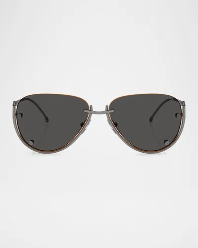 Diesel Men's Dl1003 Aviator Sunglasses In Shiny Gunmetal