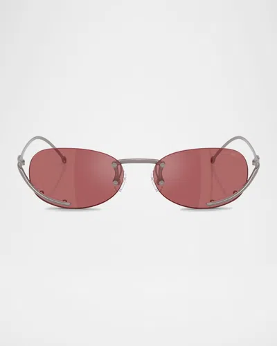 Diesel Men's Dl1004 Oval Sunglasses In Gunmetal
