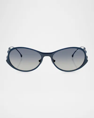 Diesel Men's Dl1014 Oval Sunglasses In Blue Gradient