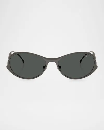 Diesel Men's Dl1014 Oval Sunglasses In Dark Grey