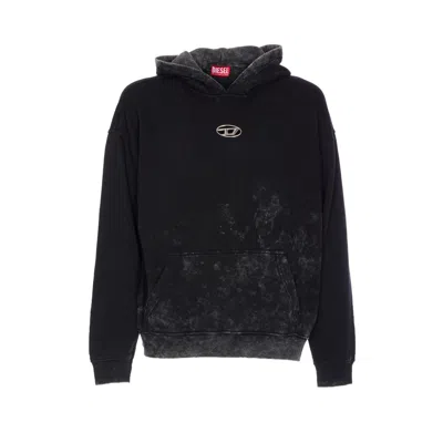 Diesel Men Felpa Con Cappuccio S-boxt In Black