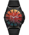Diesel Men's Framed Chronograph Black Leather Watch 44mm In Black