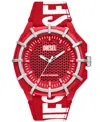 Diesel Men's Framed Three-hand Solar-powered Red Polyethylene Terephthalate Watch 51mm In Red