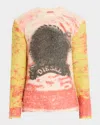 Diesel Men's Fuzzy Sweater With Pop Print In Red