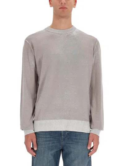 Diesel Relaxed Fit Grey Cotton Sweater In Gray