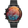 Diesel Men's Chronograph Griffed Black Leather Strap Watch 46mm In Black