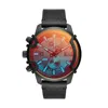 Diesel Men's Chronograph Griffed Black Leather Strap Watch 46mm In Multi