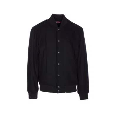 Diesel Bomber Jacket With Embroidered Logo In Black
