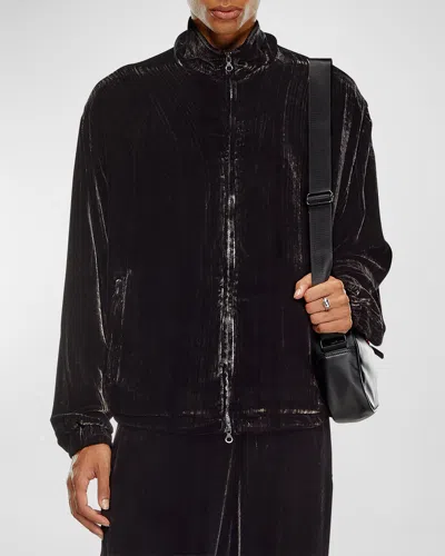 Diesel Treated Silk-blend Velvet Jacket In Black