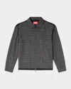 Diesel Coach Jacket In Prince Of Wales Wool Blend And Satin In Black