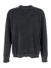 Diesel K-bennie Grey Crewneck T-shirt With Logo Embroidery On The Front In Cotton Man In Black