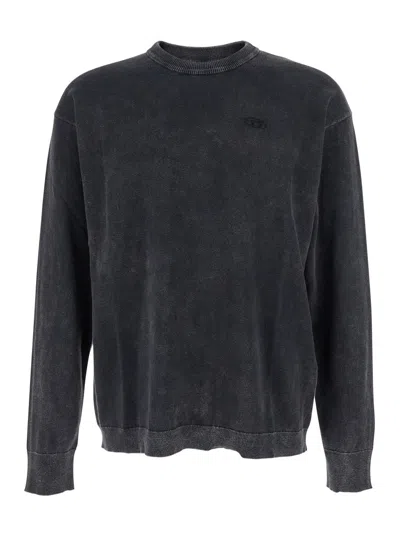 DIESEL DIESEL MEN 'K-BENNIE' GREY CREWNECK T-SHIRT WITH LOGO EMBROIDERY ON THE FRONT IN COTTON MAN