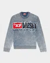 Diesel Distressed Crewneck Sweater With Ribbed Cuffs