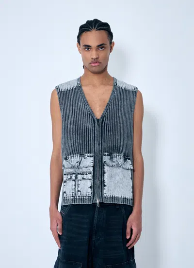 Diesel Men K-margie Rib Zip-up Top In Black