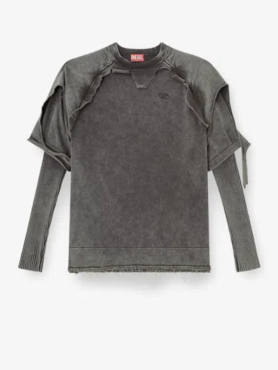 DIESEL DIESEL MEN K-PETRO COTTON SWEATSHIRT WITH DISTRESSED EFFECT