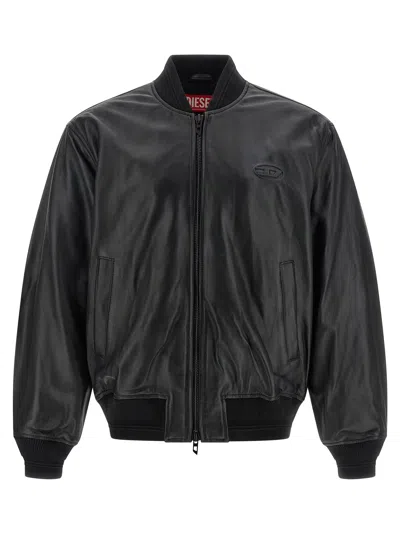 Diesel L Type Bomber Jacket Ribbed Cuffs Hem In Black