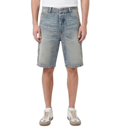 Diesel Men Light Blue Relaxed Shorts In Gray