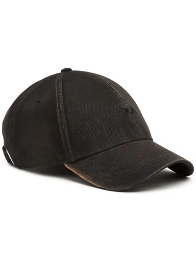 Diesel Men's Logo Embroidered Cotton Cap In Nero