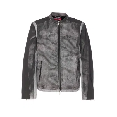 Diesel Men Logo J-evert Jacket In Gray